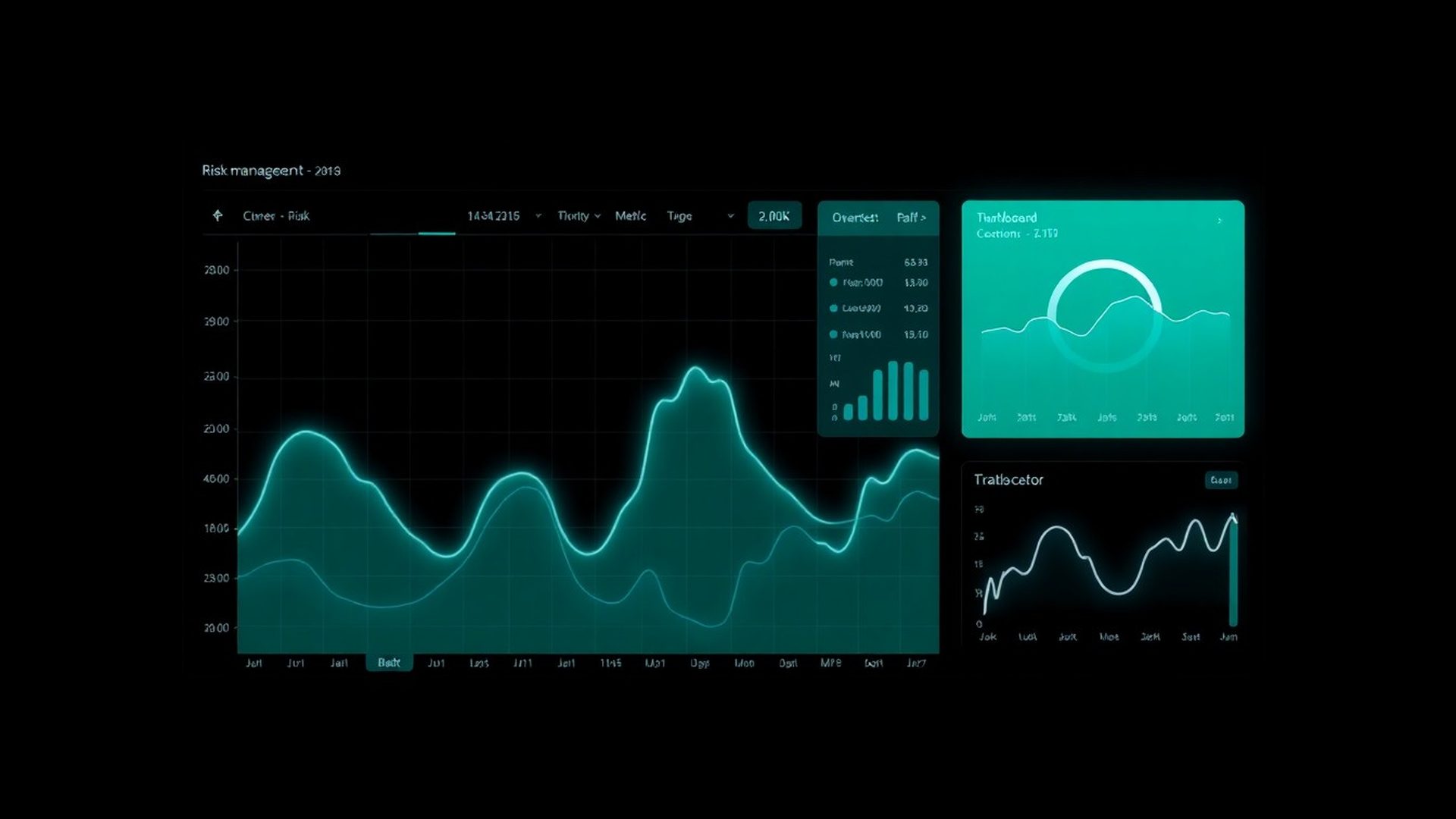 Teal-moderní dashboard automatizovaného obchodního botu s rizikovými metrikami